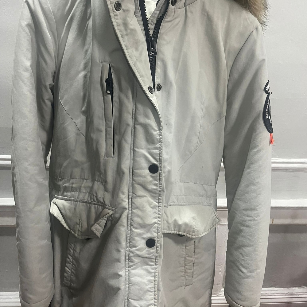 Stylish Gray Hooded Parka Coat